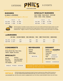 Catering Menu 2016