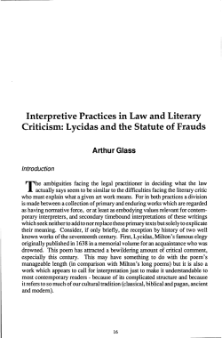 Interpretive Practices in Law and Literary Criticism: Lycidas