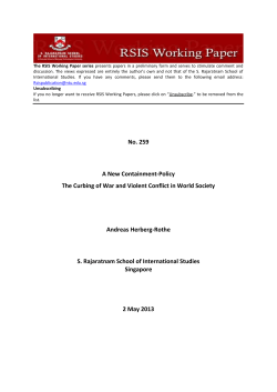 A New Containment-Policy: The Curbing of War and Violent Conflict