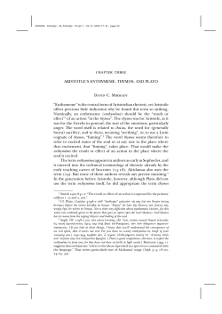 Aristotle`s Enthymeme, Thymos, and Plato