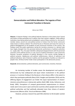 The Legacies of Post-Communist Transition in Romania