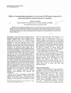 Effects of compounding ingredients of a tyre tread of NR&middot; based