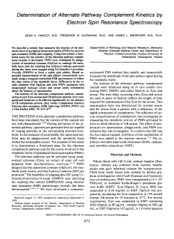 Determination of Alternate Pathway Complement Kinetics by