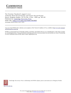 The Christian Theodicist`s Appeal to Love Author(s): Daniel Howard