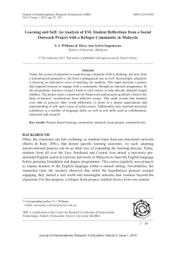 Learning and Self: An Analysis of ESL Student Reflections from a