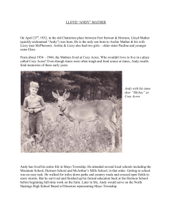 LLOYD &ldquo;ANDY&rdquo; MATHER On April 23 , 1932, in the old Chatterton