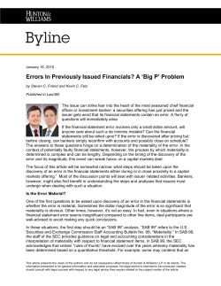 Errors In Previously Issued Financials? A `Big P` Problem