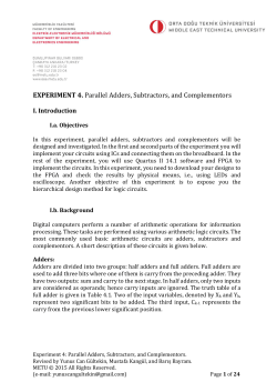 EXPERIMENT 4. Parallel Adders, Subtractors, and