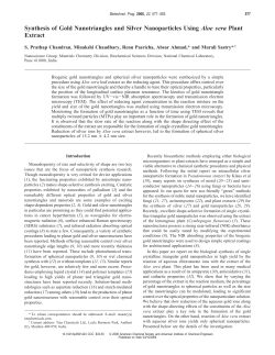 Synthesis of gold nanotriangles and silver nanoparticles using Aloe