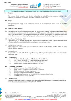 Procedure for obtaining Certificate of Conformity &ndash; for Modification