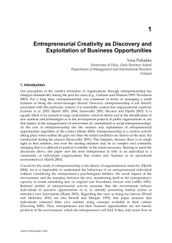 Entrepreneurial Creativity as Discovery and