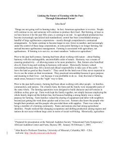 Linking the Future with the Past through Educational Farms