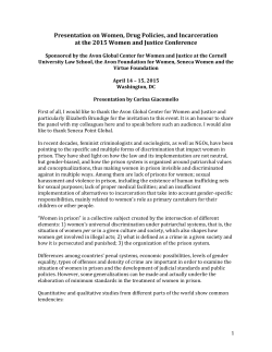 Presentation on Women, Drug Policies, and Incarceration at