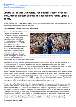 Obama vs. Senate Democrats, Jeb Bush in trouble over Iraq, and