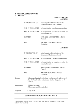 NZEmpC 101 Milne v Air New Zealand Ltd