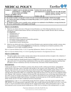Cardiovascular disease risk assessment Laboratory evaluation of