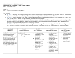 Curriculum and Assessment Writing Project: Grade 11 Unit 1