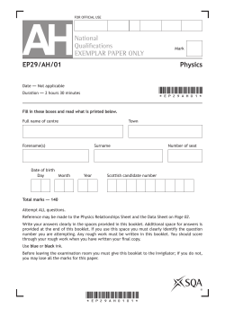Advanced Higher Physics Exemplar Question Paper