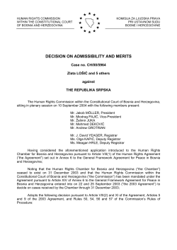 Losic v. RS, CH/00/5964, Decision on Admissibility