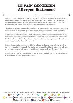 Allergen Statement - Le Pain Quotidien