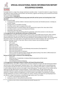 SPECIAL EDUCATIONAL NEEDS INFORMATION REPORT