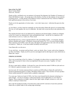 State of the City 2015 Mayor Tommy Battle Huntsville, Alabama