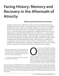 Facing History: Memory and Recovery in the Aftermath of Atrocity