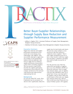 Better Buyer-Supplier Relationships through Supply Base Reduction