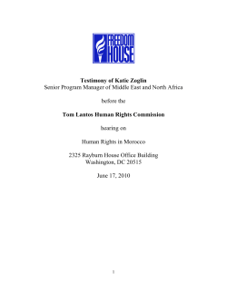 Testimony of Katie Zoglin Senior Program Manager of Middle East