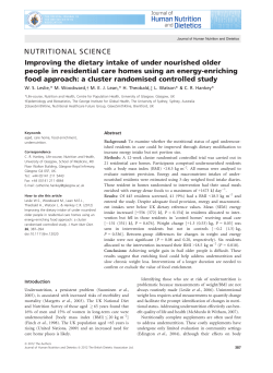 Improving the dietary intake of under nourished older people in