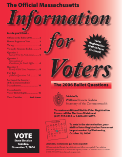 Information for Voters - Secretary of the Commonwealth