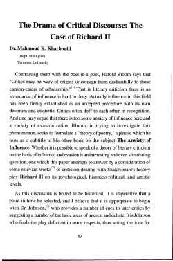 The drama of critical discourse The case of Richard II