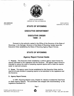 STATE OF WYOMING EXECUTIVE DEPARTMENT EXECUTIVE