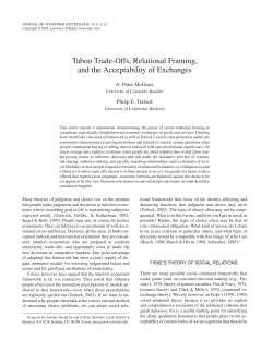 Taboo Trade-Offs, Relational Framing, and the Acceptability
