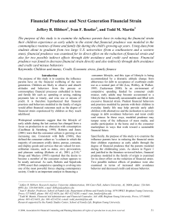 Financial Prudence and Next Generation Financial Strain