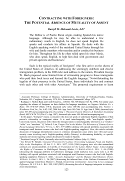 Contracting With Foreigners: The Potential Absence Of Mutuality Of