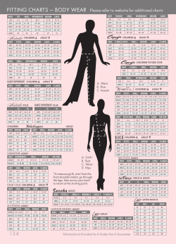Bodywear Size Chart
