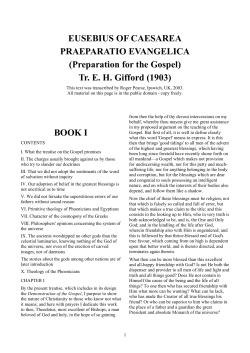 EUSEBIUS OF CAESAREA PRAEPARATIO EVANGELICA