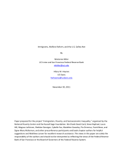 Immigrants, Welfare Reform, and the U.S. Safety Net