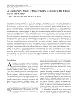 A Comparative Study of Pioneer Entry Decisions in the United States