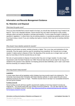 Information and Records Management Guidance 9a. Retention and
