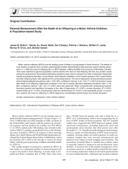 Parental Bereavement After the Death of an Offspring in a Motor
