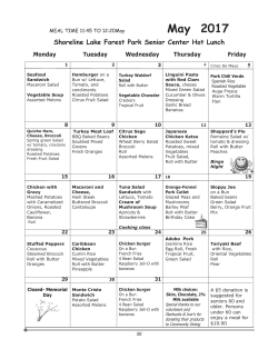 May Menu - Shoreline &ndash; Senior Center