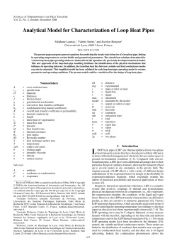 Analytical Model for Characterization of Loop Heat Pipes