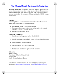 The Melvin Patrick Parrimore Sr Scholarship
