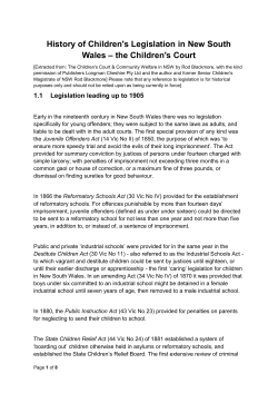 History of Children`s Legislation in New South Wales &ndash; the