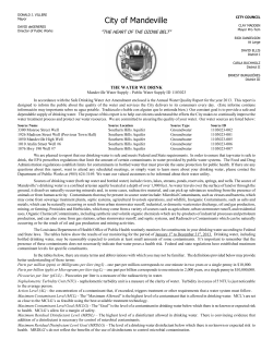 THE WATER WE DRINK - The City of Mandeville