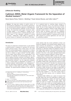Cadmium&ndash;BINOL Metal&ndash;Organic Framework for