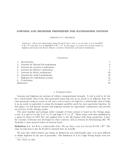 LOWNESS AND HIGHNESS PROPERTIES FOR