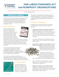 FAIR LABOR STANDARDS ACT and NONPROFIT ORGANIZATIONS